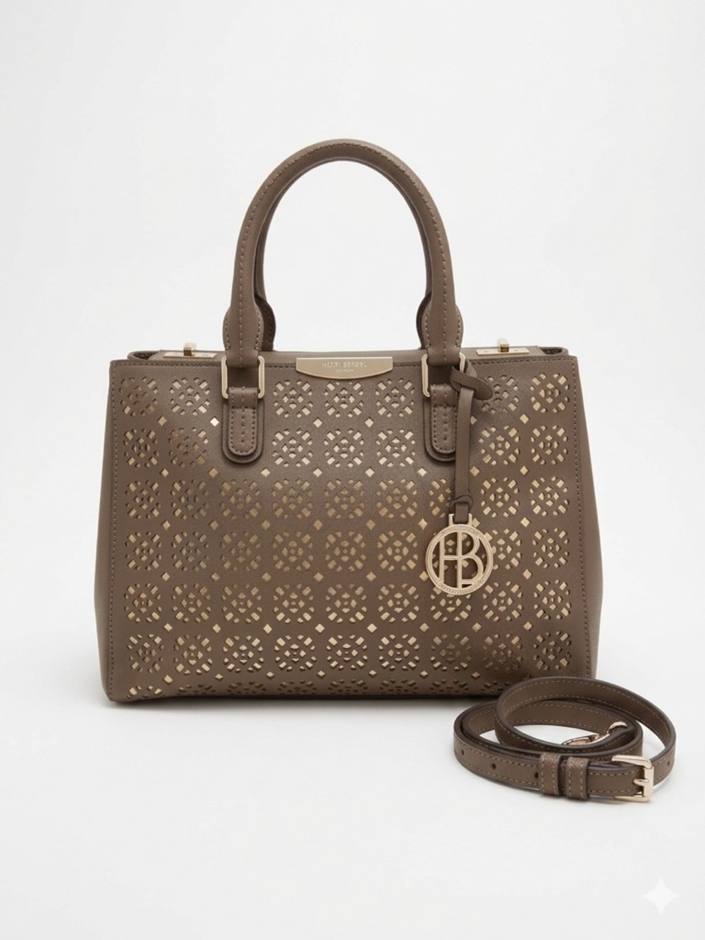Henri Bendel W 57th Laser-Cut Satchel - Pewter/Metallic Grey